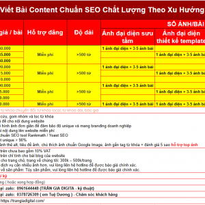 B&aacute;o Gi&aacute; b&agrave;i viết b&agrave;i content chuẩn seo mới nhất