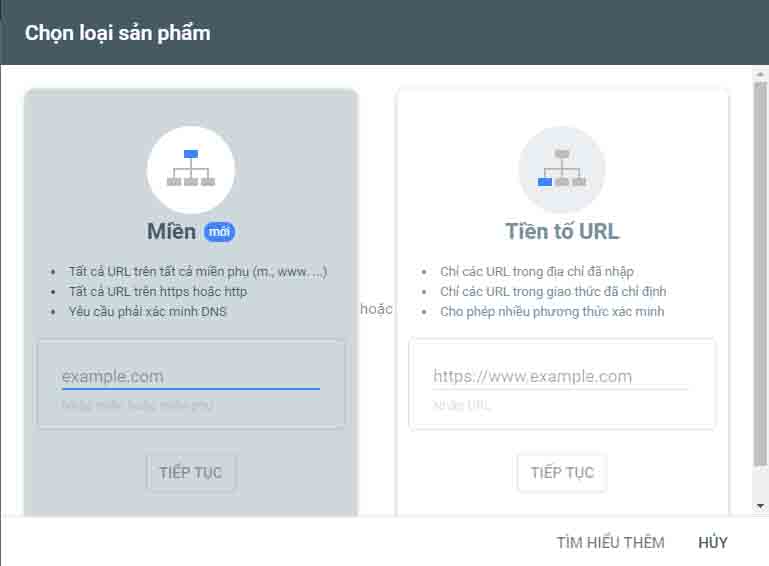 Cách khai bao website với google
