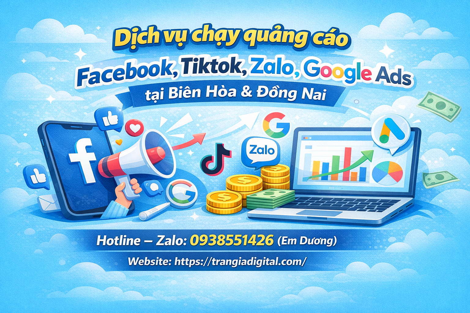 Dịch vụ chạy quảng cáo facebook, tiktok, zalo, google ads tại Biên Hòa và Đồng Nai 