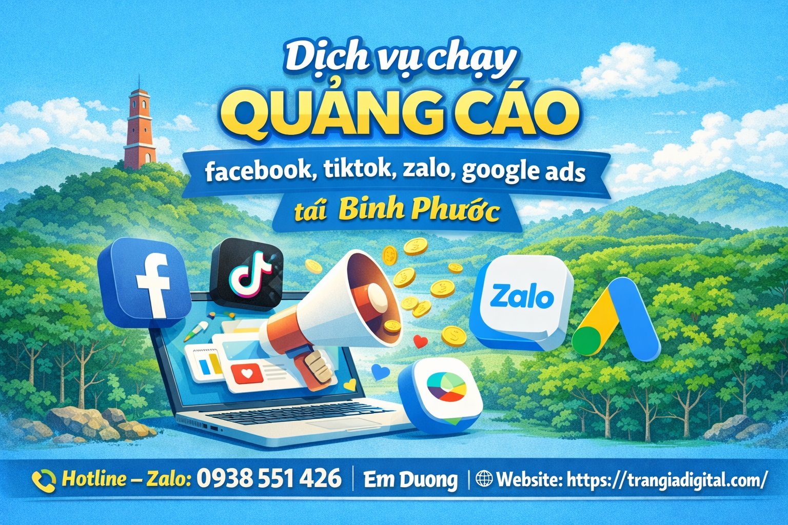 Dịch vụ chạy quảng cáo facebook, tiktok, zalo, google ads tại Bình Phước