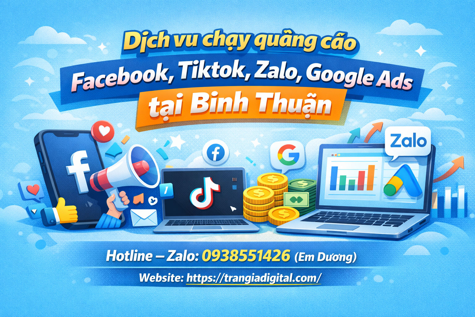 Dịch vụ chạy quảng cáo facebook, tiktok, zalo, google ads tại Bình Thuận