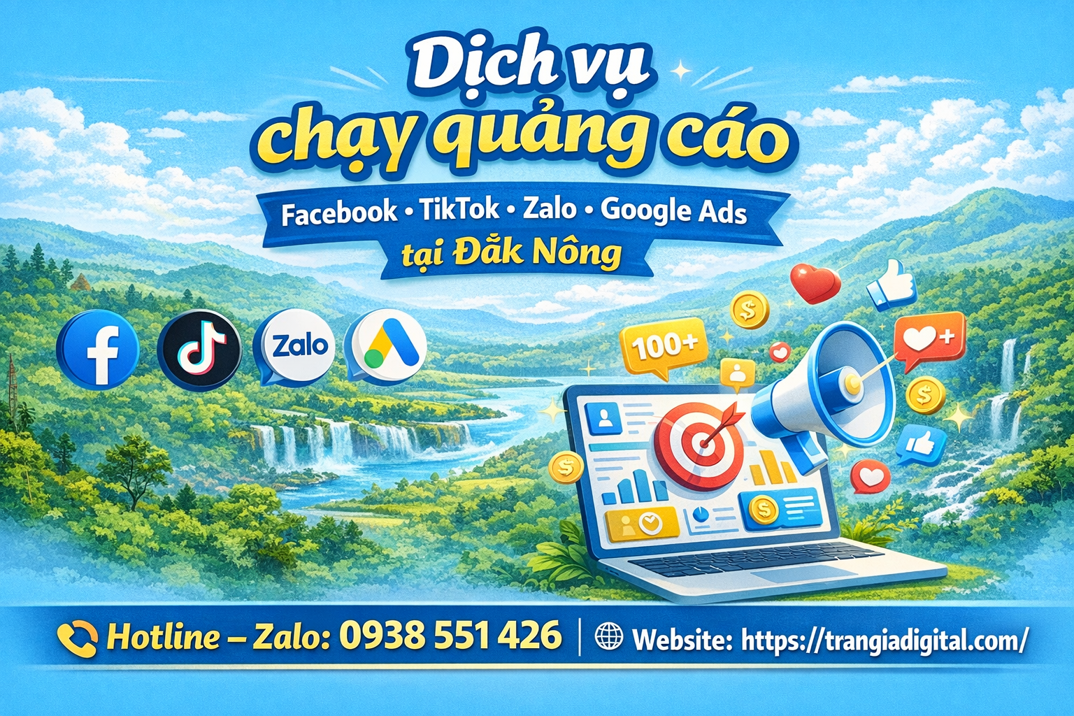 Dịch vụ chạy quảng cáo facebook, tiktok, zalo, google ads tại Đắk Nông