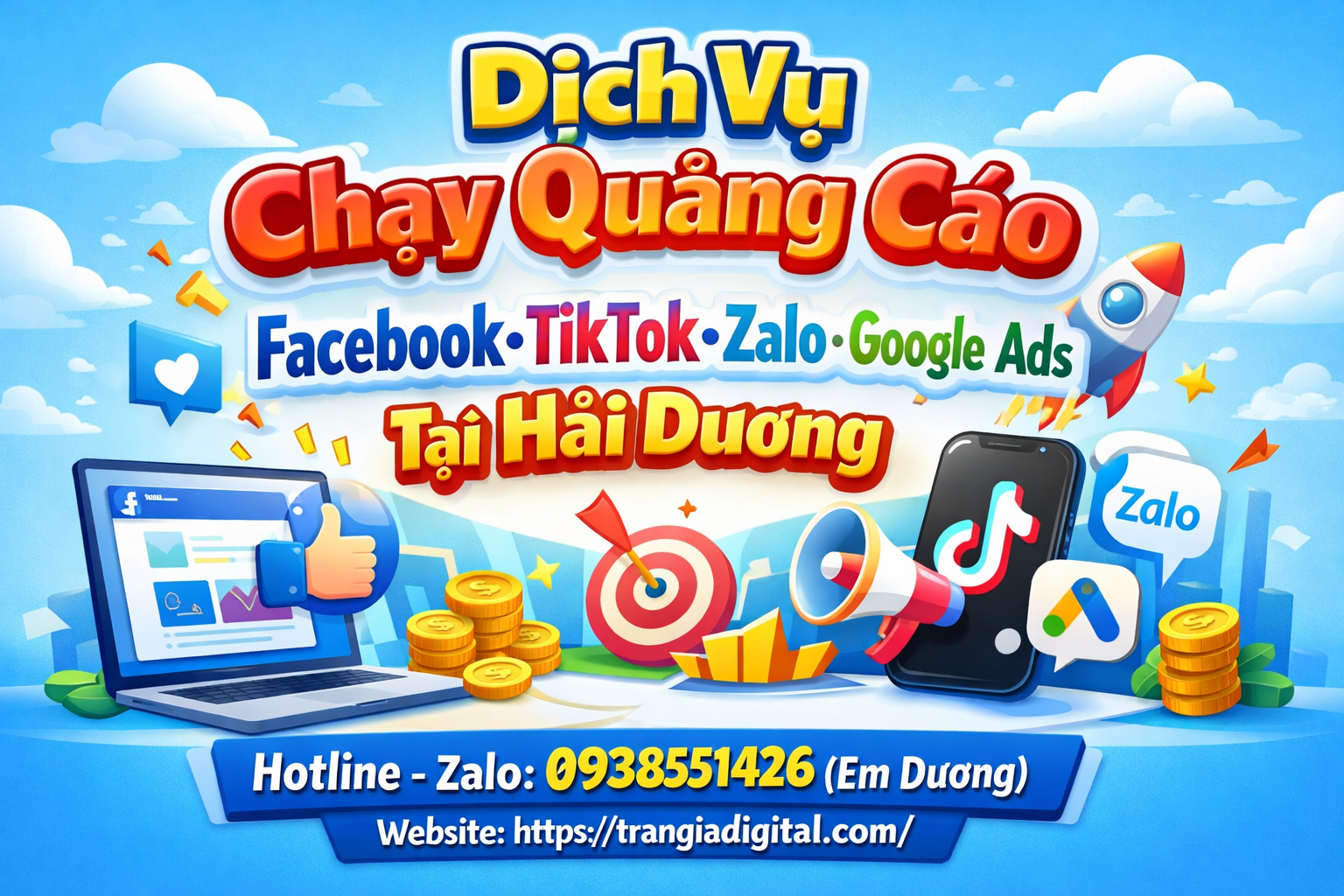 Dịch vụ chạy quảng cáo facebook, tiktok, zalo, google ads tại Hải Dương