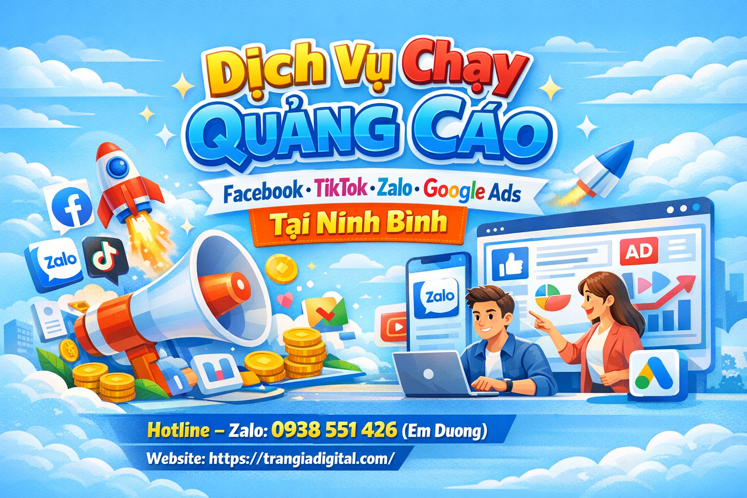 Dịch vụ chạy quảng cáo facebook, tiktok, zalo, google ads tại Ninh Bình