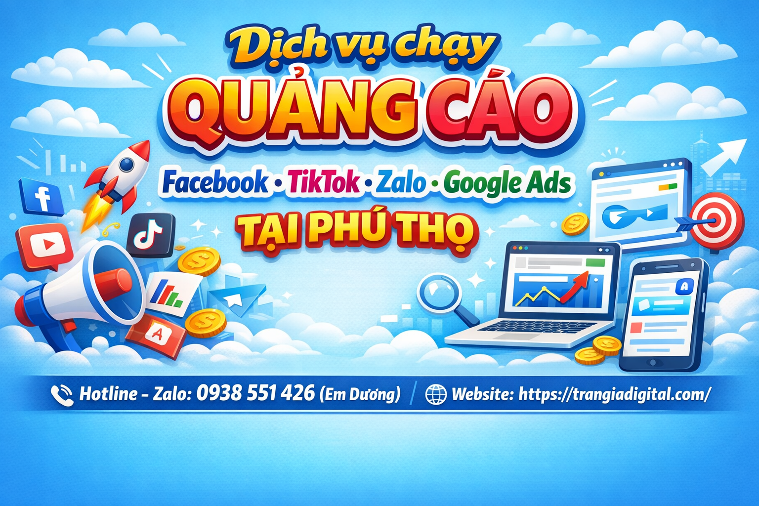 Dịch vụ chạy quảng cáo facebook, tiktok, zalo, google ads tại Phú Thọ