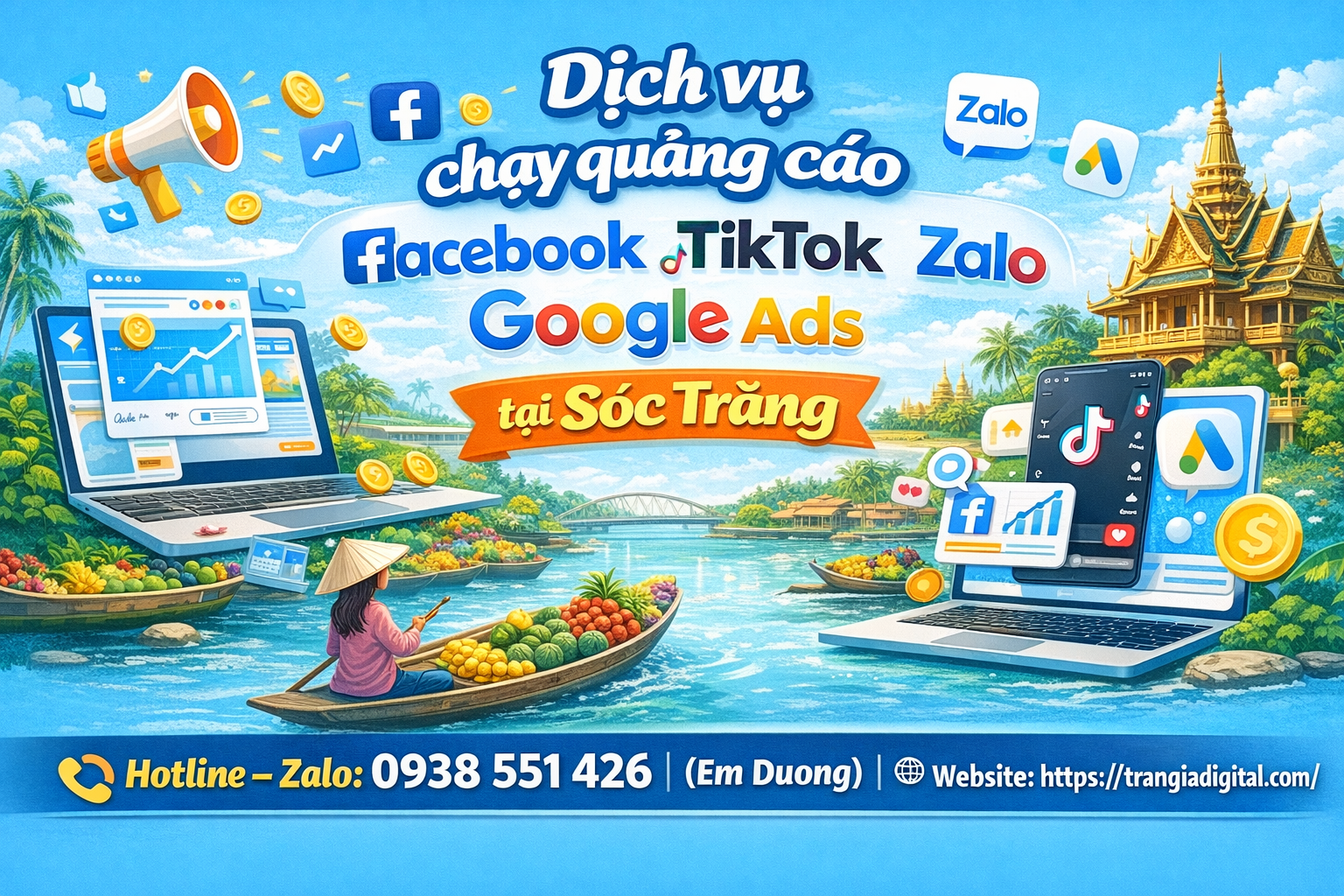 dịch vụ chạy quảng cáo facebook, tiktok, zalo, google ads tại Sóc Trăng