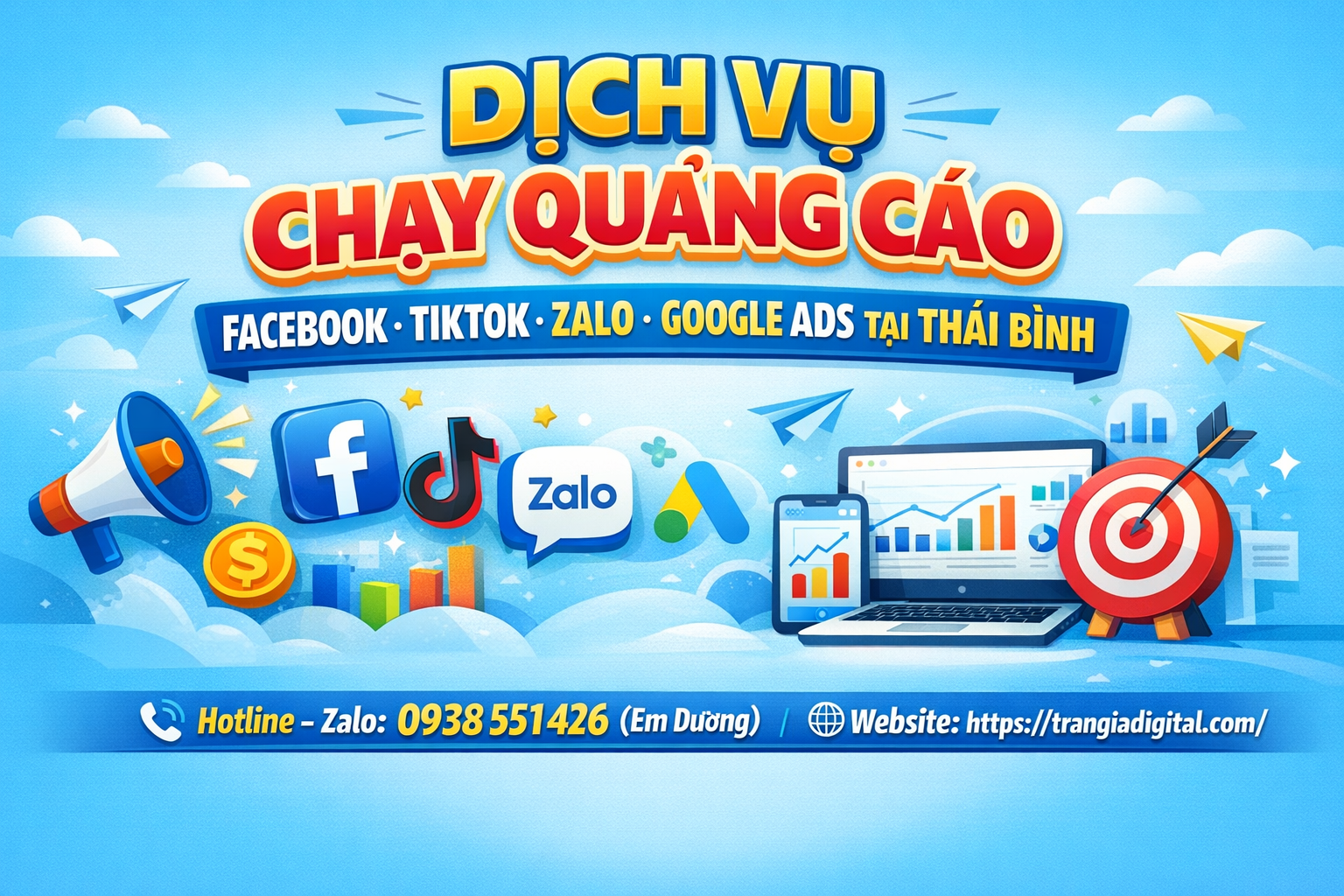 Dịch vụ chạy quảng cáo facebook, tiktok, zalo, google ads tại Thái Bình
