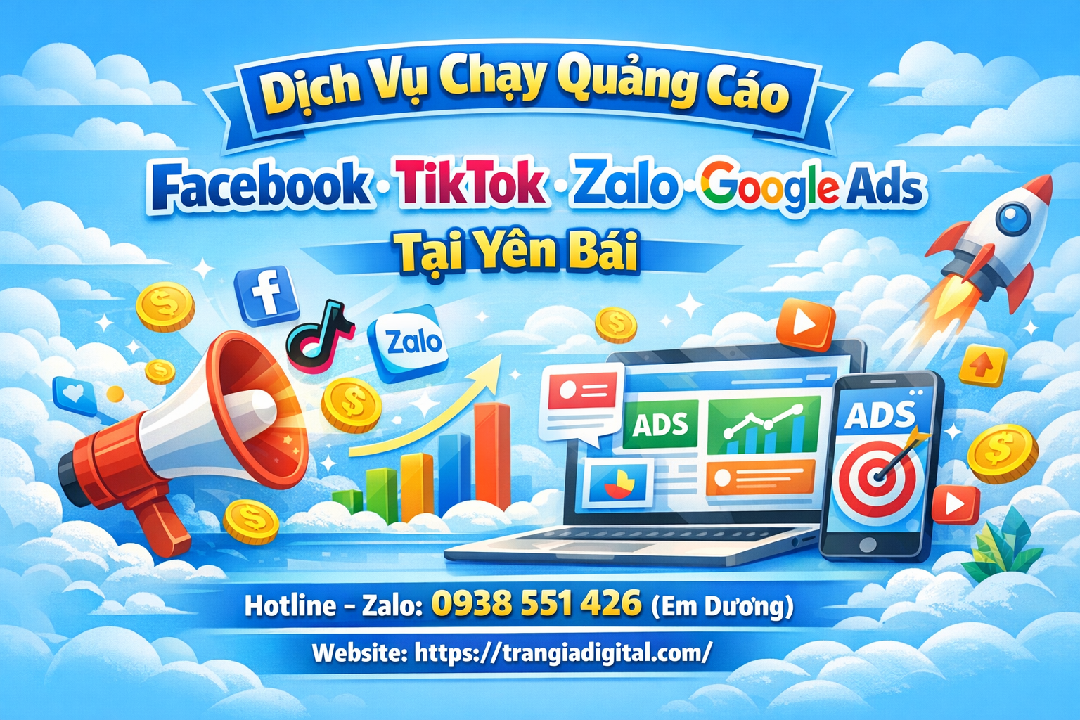 Dịch vụ chạy quảng cáo facebook, tiktok, zalo, google ads tại Yên Bái