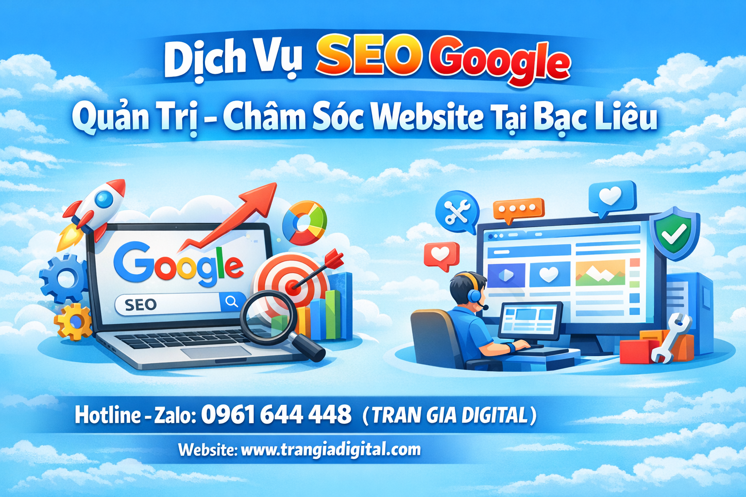 Dịch Vụ SEO Google, Quản Trị Chăm Sóc Website Tại Bạc Liêu